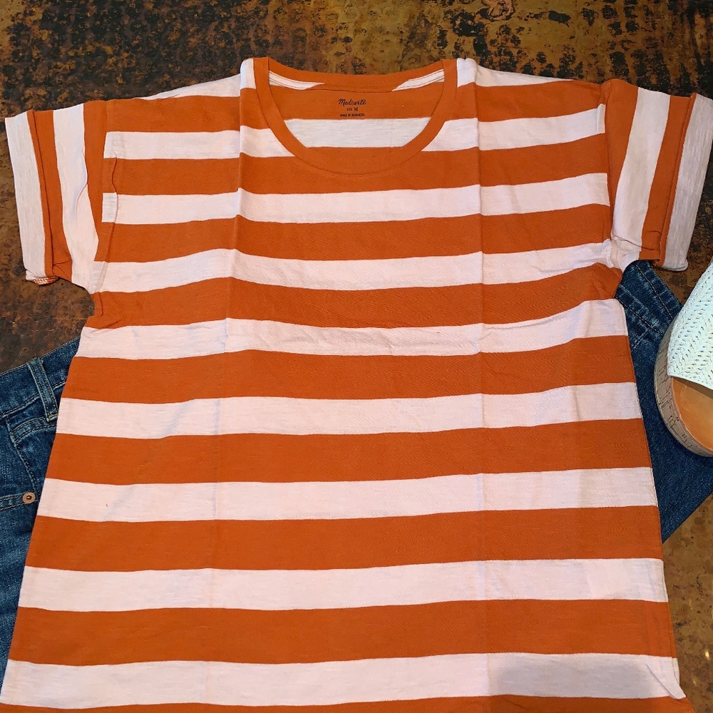 NWT Madewell Whisper Cotton Crew in Rugby Stripe - Picture 4 of 5